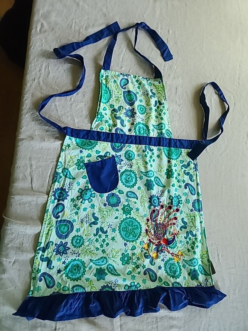 Peacock Apron With Ruffles